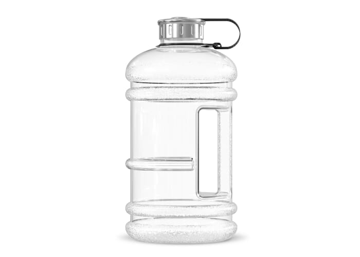 Bouteille personnalisable en plastique recyclé 2,2L Jumper Transparent Blanc